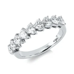Ring aus 750 Gold Weißgold 9 Diamanten Herz-Schliff 1,32ct F-VSI B:3,8mm
