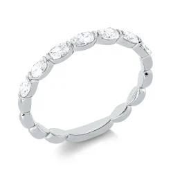 Ring aus 750 Gold Weißgold 7 Diamanten Oval-Schliff 0,47ct TW-SI B:2,4mm