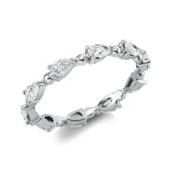 Ring aus 750 Gold Weißgold 10 Diamanten Tropfen-Schliff 1ct F-SI H:2,6mm