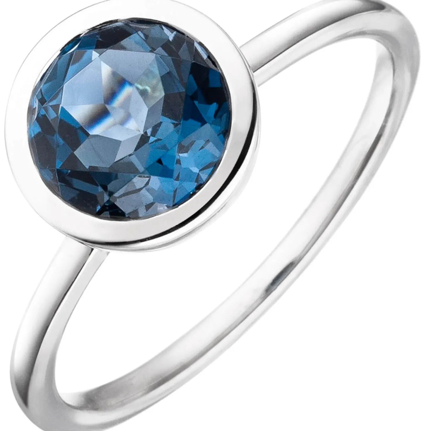 Ring aus 585 Gold Weißgold mit Blautopas Topas London Blue facettiert