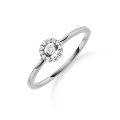 Ring aus 750 Gold Weißgold mit 13 Diamant-Brillanten 0,12 ct TW-SI