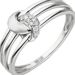 Ring aus 585 Gold Weißgold mit 9 Diamanten Brillanten 0,05 Ct Damen