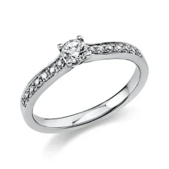 Ring aus 750 Gold Weißgold mit 17 Diamanten Brillanten 0,35 Ct. 4er-Krappe