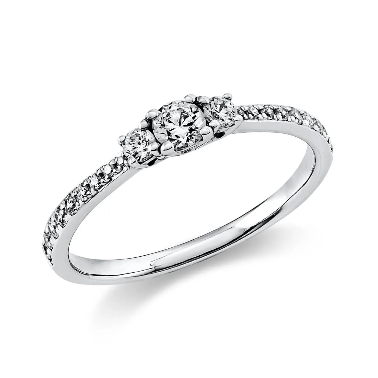 Ring aus 750 Gold Weißgold mit 21 Diamanten Brillanten 0,37 Ct. 4er-Krappe