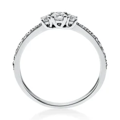 Ring aus 750 Gold Weißgold mit 21 Diamanten Brillanten 0,37 Ct. 4er-Krappe