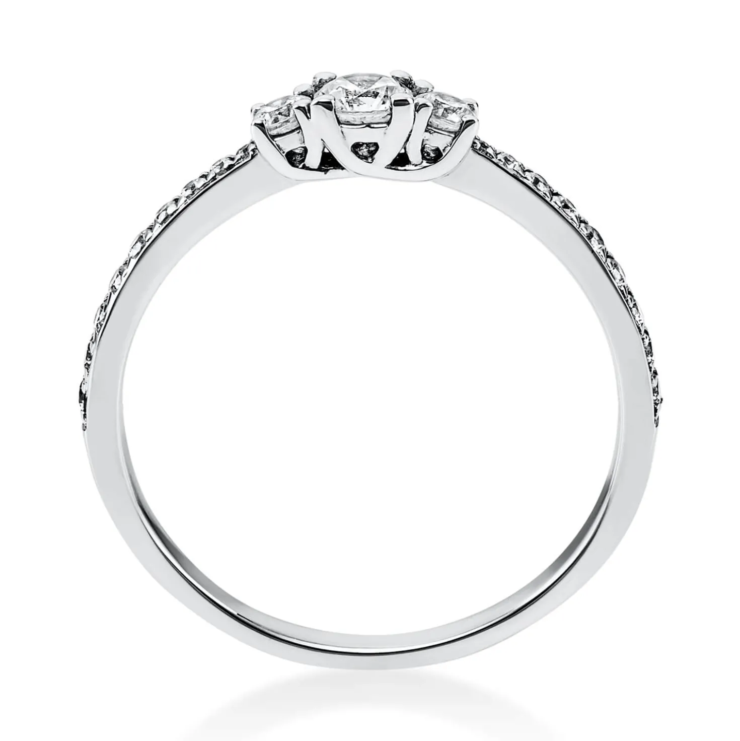 Ring aus 750 Gold Weißgold mit 21 Diamanten Brillanten 0,37 Ct. 4er-Krappe