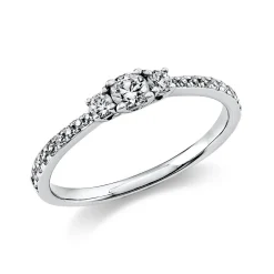 Ring aus 585 Gold Weißgold mit 21 Diamanten Brillanten 0,37 Ct. 4er-Krappe