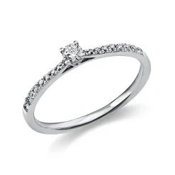 Ring aus 585 Gold Weißgold mit 19 Diamanten Brillanten 0,22 Ct. 4er-Krappe
