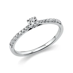 Ring aus 750 Gold Weißgold mit 17 Diamanten Brillanten 0,30 Ct. 4er-Krappe