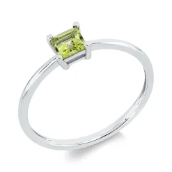 Ring aus 750 Gold Weißgold Peridot 0,39ct grün B:4,8mm 4er-Krappe