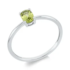 Ring aus 750 Gold Weißgold Peridot 0,45ct grün B:5,8mm 4er-Krappe