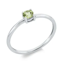 Ring aus 750 Gold Weißgold Peridot 0,29ct grün B:3,8mm 4er-Krappe