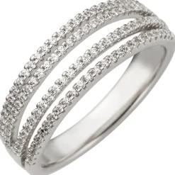 Ring aus 585 Gold Weißgold 4-reihig mit 108 Diamanten Brillanten 0,43ct W/SI