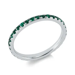 Ring aus 750 Gold Weißgold 34 Smaragde 0,45ct grün B:2mm
