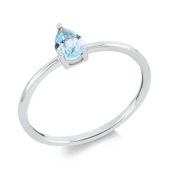 Ring aus 750 Gold Weißgold Topas 0,45ct skyblue B:6,4mm 3er-Krappe