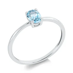 Ring aus 750 Gold Weißgold Topas 0,52ct skyblue B:6mm 4er-Krappe
