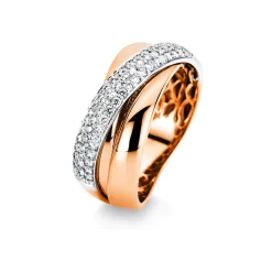 Ring aus 750 Gold weiß/rot 76 Brillanten 0,57ct TW-SI B:9,1mm