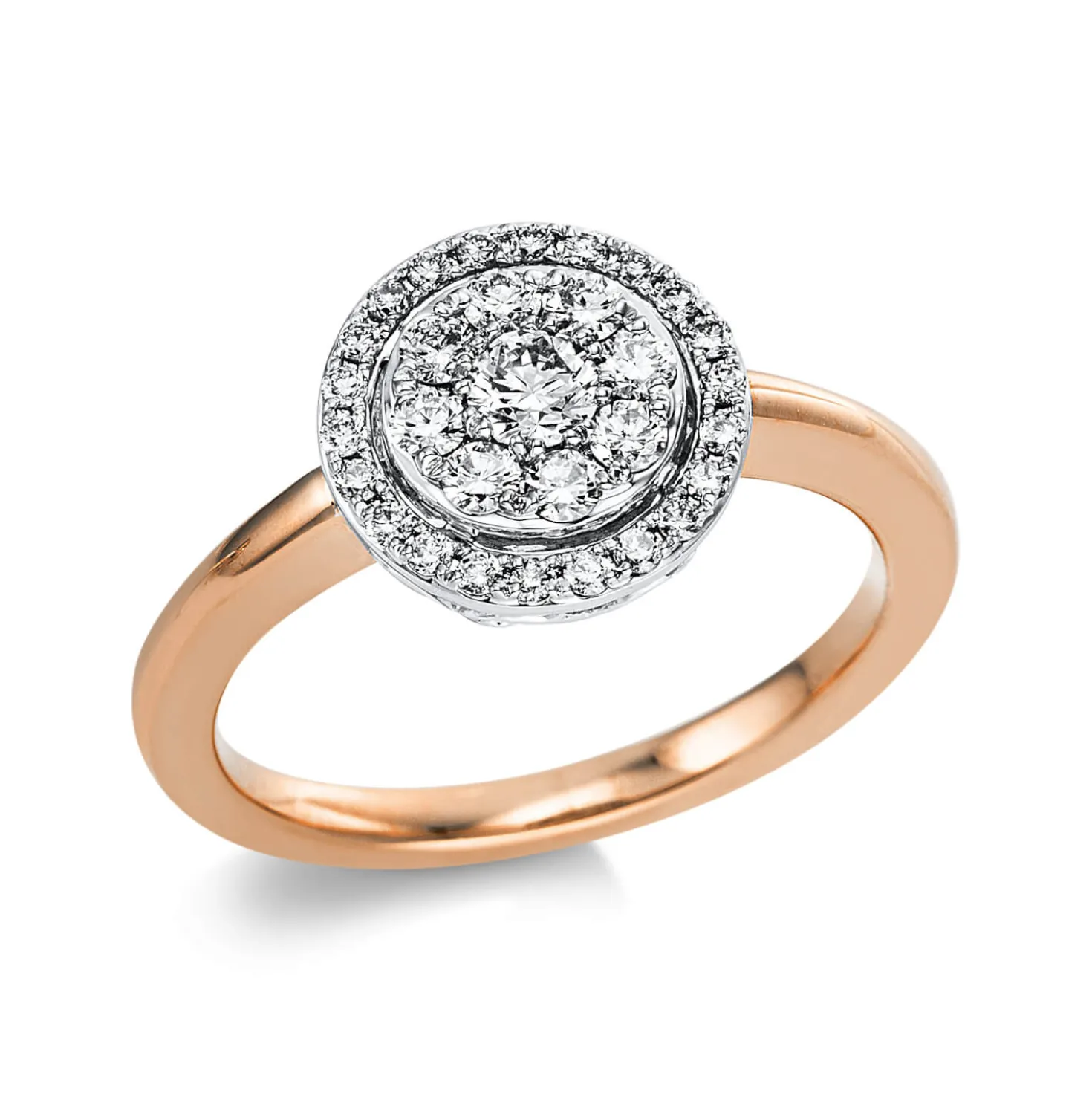 Ring aus 750 Gold weiß/rot 31 Brillanten 0,5ct TW-SI Ø10,8mm