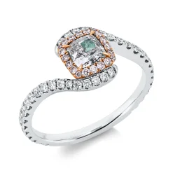 Ring aus 750 Gold weiß/rot 61 Diamanten 0,95ct B:8,8mm