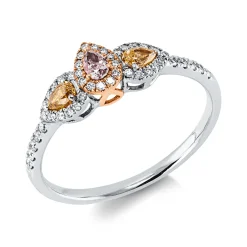 Ring aus 750 Gold weiß/rot 48 Diamanten 0,41ct B:5,8mm