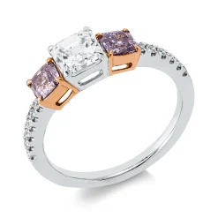 Ring aus 750 Gold weiß/rot 15 Diamanten 1,67ct B:5mm 4er-Krappe