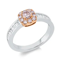 Ring aus 750 Gold weiß/rot 31 Diamanten 1ct TW-SI B:7,3mm