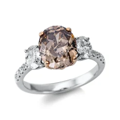 Ring aus 750 Gold weiß/rot 13 Diamanten 3,97ct TW-SI B:10mm 4er-Krappe