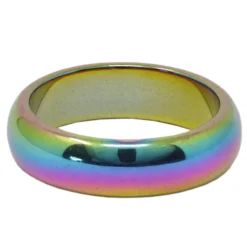 Ring aus Hämatit Multicolor glatt rund Hämatitring Steinring rainbow bedampft