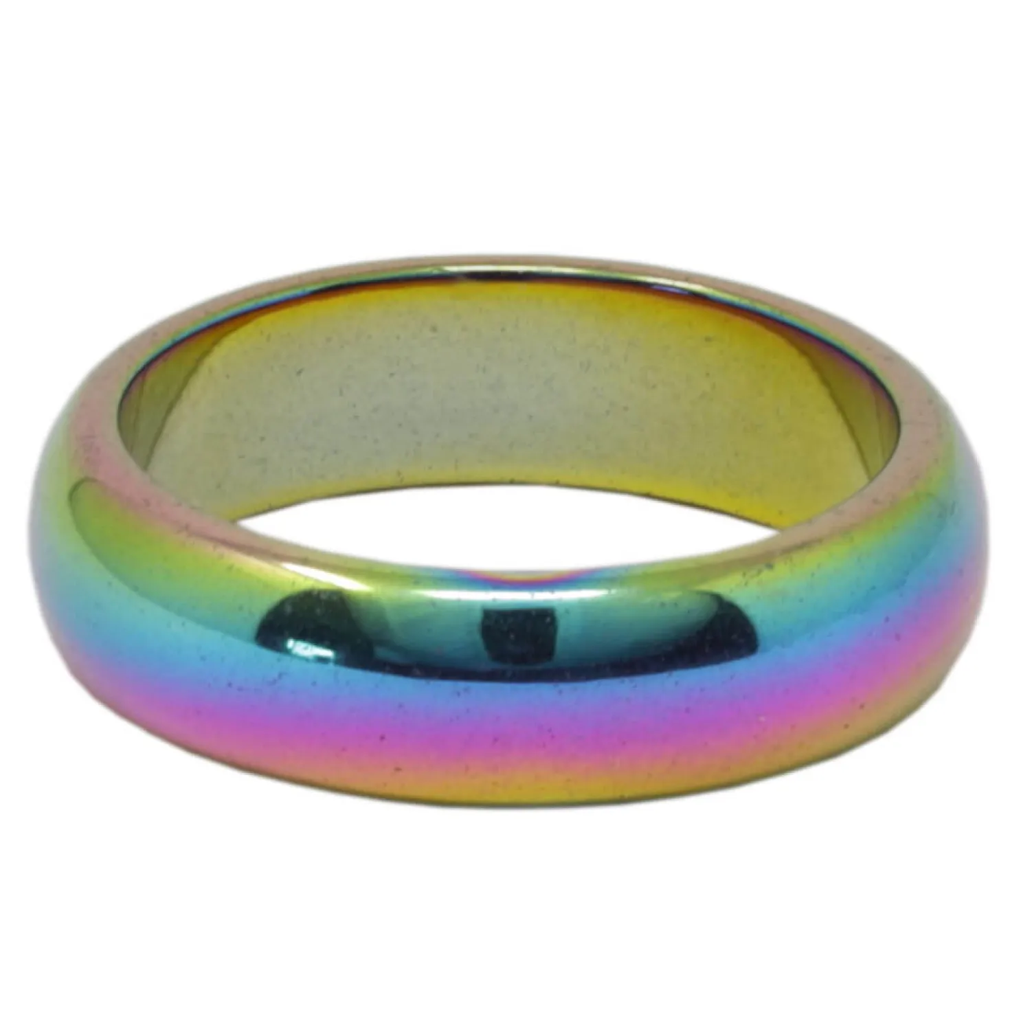 Ring aus Hämatit Multicolor glatt rund Hämatitring Steinring rainbow bedampft