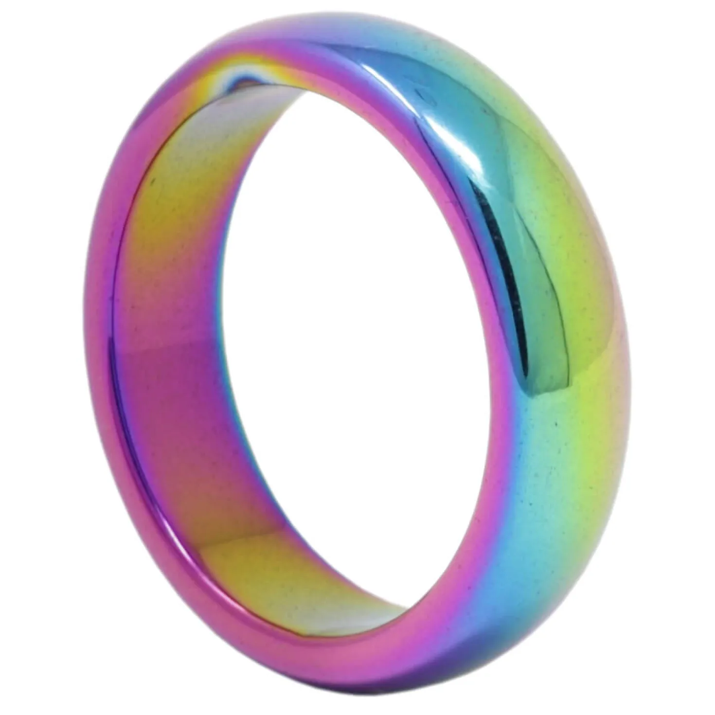 Ring aus Hämatit Multicolor glatt rund Hämatitring Steinring rainbow bedampft