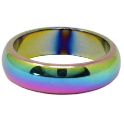 Ring aus Hämatit Multicolor glatt rund Hämatitring Steinring rainbow bedampft