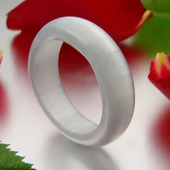 Ring aus Katzenauge Fingerring Fingerschmuck Steinring weiß-grau glatt