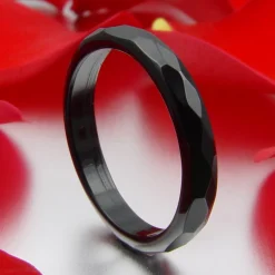 Ring aus Onyx schwarz facettiert Onyxring Fingerring Steinring 3mm schmal dünn