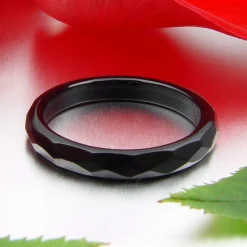 Ring aus Onyx schwarz facettiert Onyxring Fingerring Steinring 3mm schmal dünn