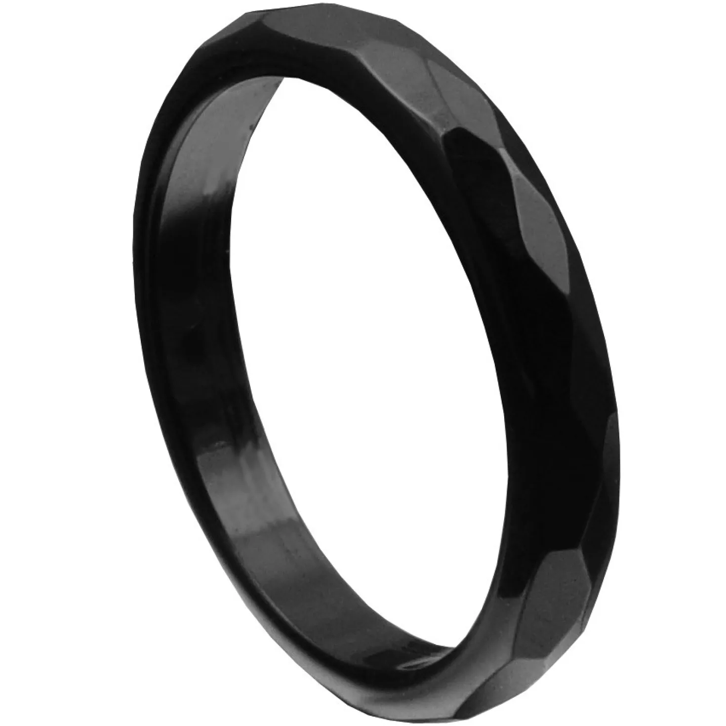 Ring aus Onyx schwarz facettiert Onyxring Fingerring Steinring 3mm schmal dünn
