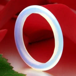 Ring aus Opalit-Mondstein 3mm schmal rund grau schlicht Fingerring Fingerschmuck