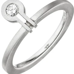 Ring aus 950 Platin mattiert mit Diamant Brillant 0,07ct Platinring Damen