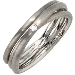 Ring aus 950 Platin mattiert mit Diamant 0.025Ct Brillant Platinring