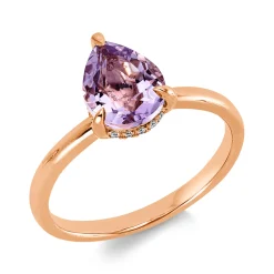 Ring aus 750 Rotgold Amethyst 1,51ct pink 17 Brillanten 0,06ct TW-SI B:9,9mm