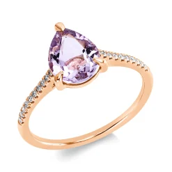 Ring aus 750 Rotgold Amethyst 1,43ct pink 20 Diamanten 0,08ct TW-SI B:10mm
