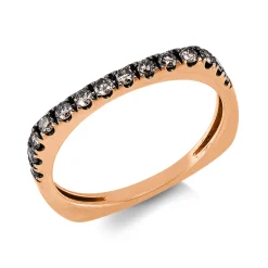Ring aus 750 Rotgold 14 Brillanten 0,32ct braun B:2,3mm Fassung schwarz rhodiniert