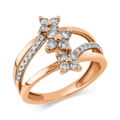 Ring aus 750 Rotgold 29 Brillanten 0,57ct J-VSI/SI B:16mm Fassung rhodiniert