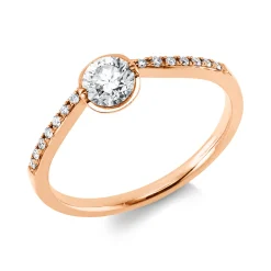 Ring aus 750 Rotgold 14 Brillanten 0,07ct m-SI 1 Brillant 0,32ct m-SI B:5mm