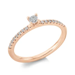 Ring aus 750 Rotgold 16 Brillanten 0,1ct TW-SI 1 Brillant 0,1ct TW-SI B:3,4mm