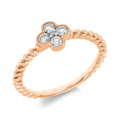 Ring aus 750 Rotgold 4 Brillanten 0,24ct TW-SI 1 Brillant 0,01ct TW-SI B:7mm