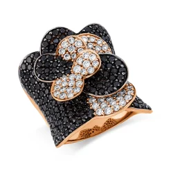 Ring aus 750 Rotgold 282 Diamanten 6,17ct B:27,8mm Fassung teils schwarz rhodiniert
