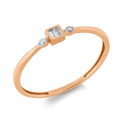 Ring aus 750 Rotgold 4 Diamanten 0,08ct TW-SI B:2,9mm Fassung rhodiniert