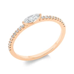 Ring aus 750 Rotgold 21 Diamanten 0,34ct TW-SI B:2,7mm Fassung rhodiniert