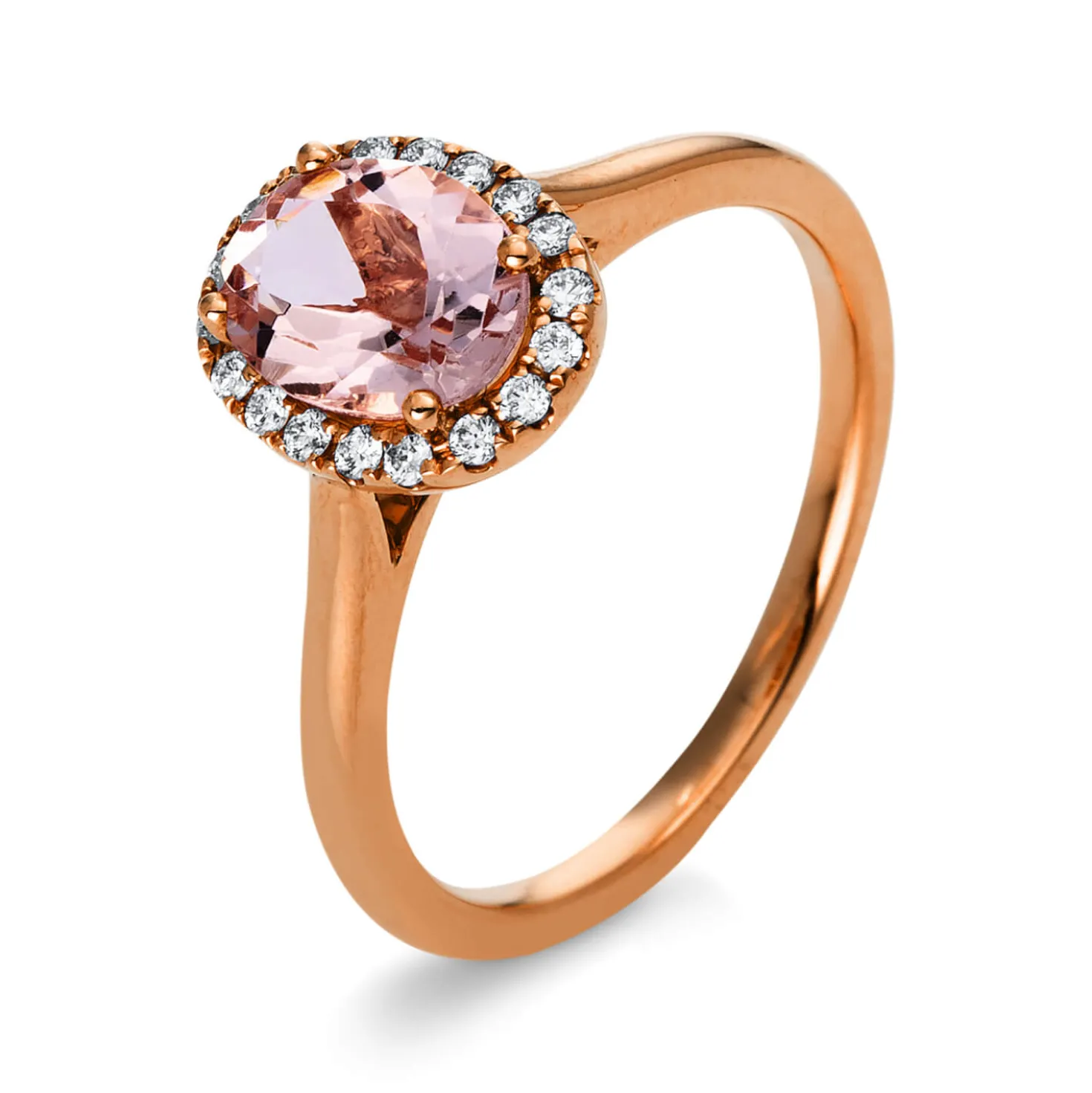 Ring aus 750 Rotgold Morganit 0,9ct pink 18 Brillanten 0,13ct TW-SI B:10mm