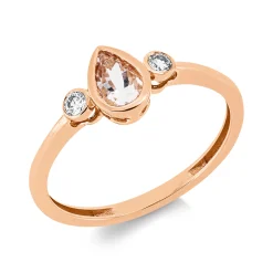 Ring aus 750 Rotgold Morganit 0,37ct pink 2 Brillanten 0,07ct TW-SI B:7,1mm
